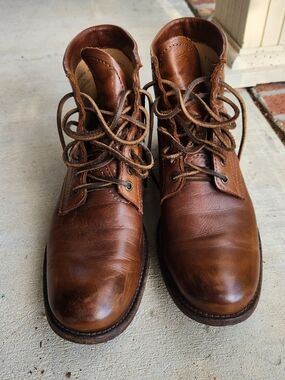 Frye Men's Cognac Leather Lace-Up Boots